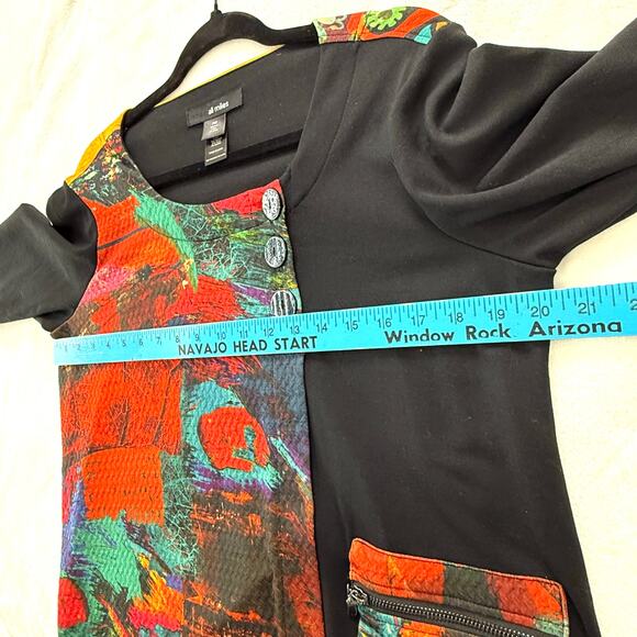Ali Miles Top Women's PM‎ Colorful Art Art-to-Wear Boho Abstract Asymmetrical - Picture 6 of 9
